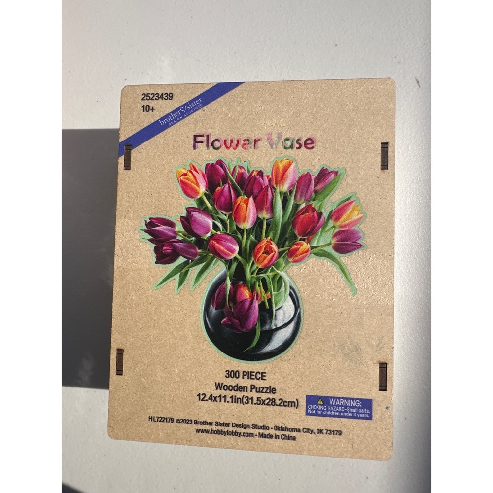Brother Sister Design Studio Flower Vase Wooden Puzzle 300 Piece 12.4x11.1
